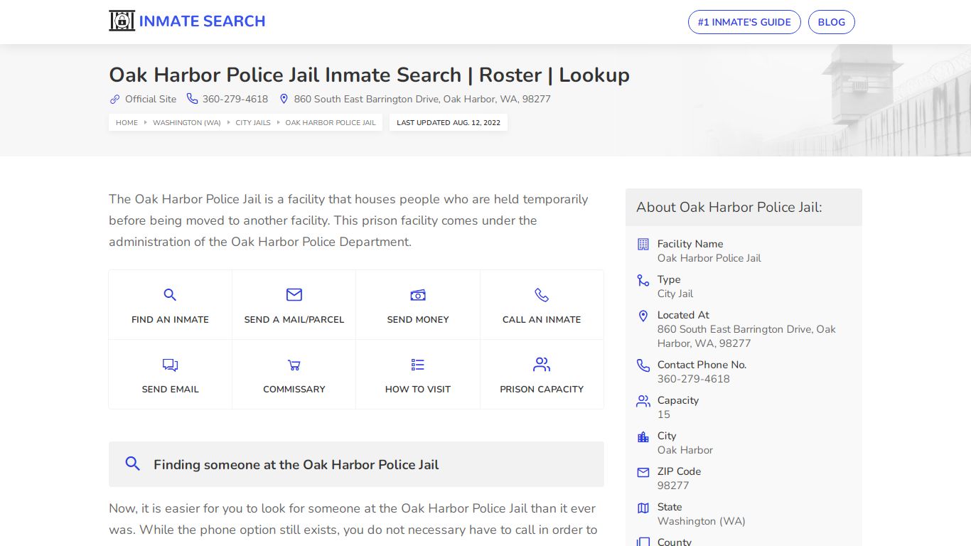 Oak Harbor Police Jail Inmate Search | Roster | Lookup